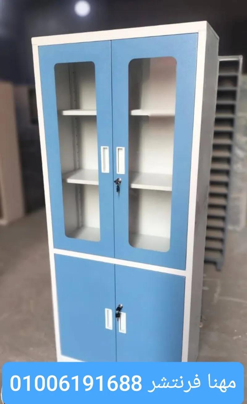 مكتبة ملفات ضلف زجاج كالون مركزى خشب