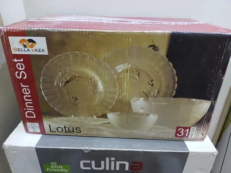طقم عشا زجاج جديد بالكرتونه كامل ٣١ قطعه ٤٥٠ جنية